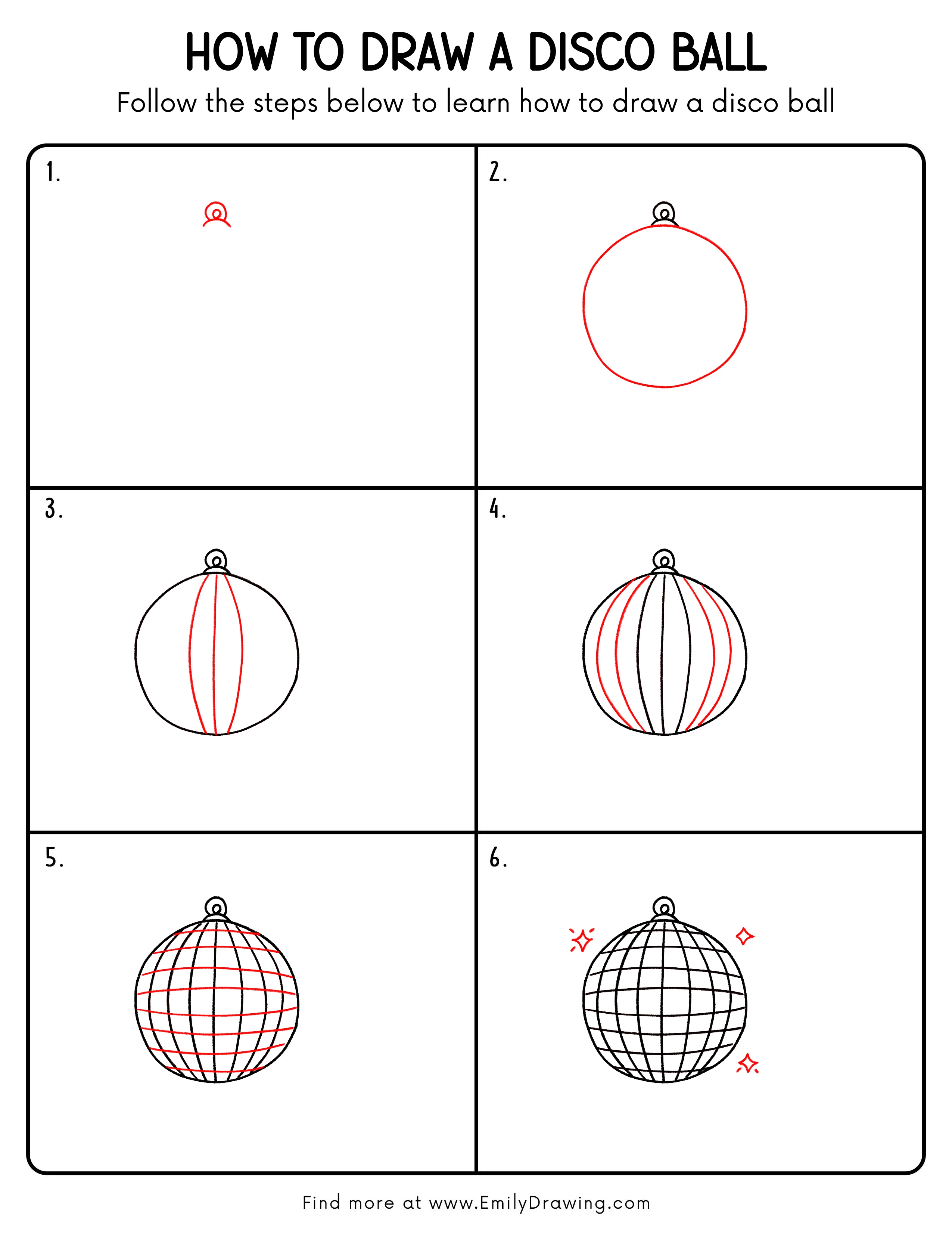 Printable Disco Ball Drawing Guide